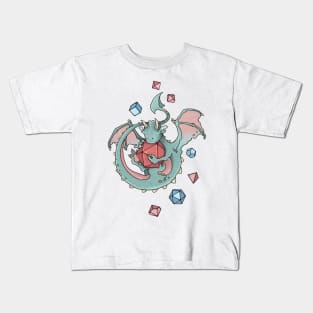 Dice goblin with dice (but dragon, adorable teal) Kids T-Shirt